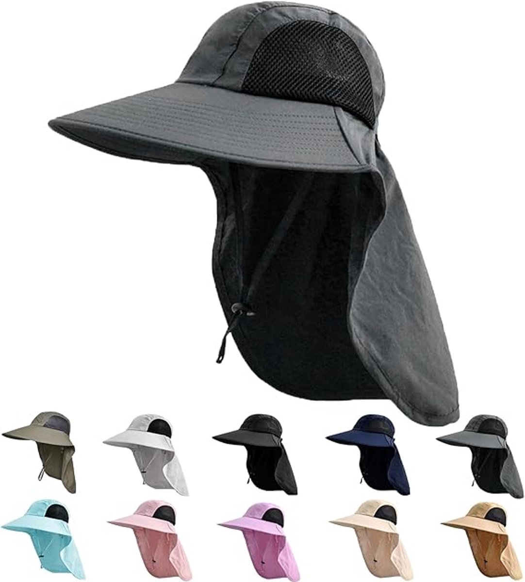 Zonnehoed met Nekbescherming - UPF 50+ UV Bescherming - Brede Rand voor Wandelen en Vissen - Geschikt voor Heren en Dames - 1 Stuk
