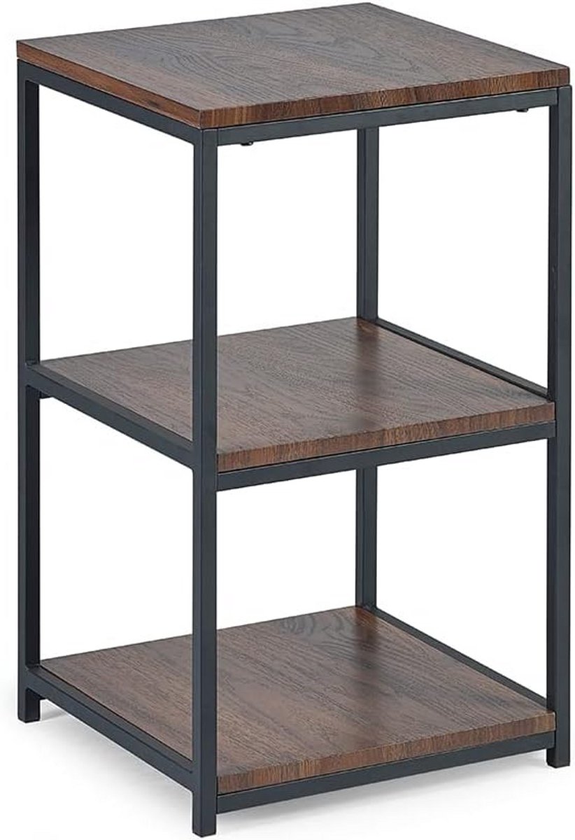 Hoge Smalle Bijzettafel Walnoot - Stijlvol & Modern Hoektafeltje