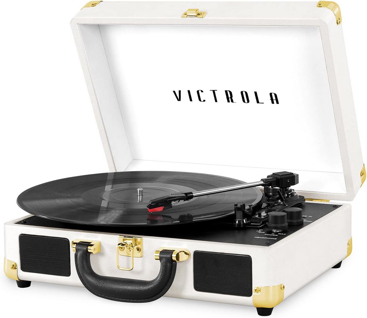 Draagbare Platenspeler met Bluetooth en Drie Snelheden in Koffer Bieding