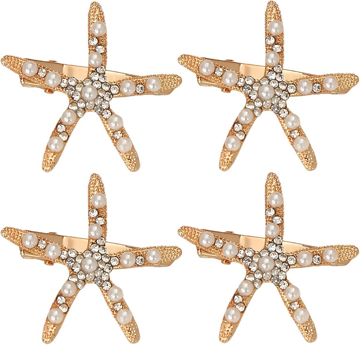 Set van 4 Zeester Haarspelden Goud Glitter Accessoires voor Dames en Meisjes