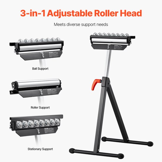 VEVOR 3-in-1 rolstandaard rolstandaard verstelbaar 68-108cm werkstandaard 136kg van Merkloos	 — afbeelding 3