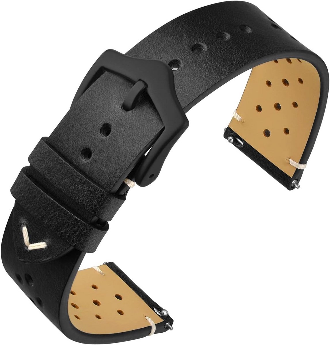 Vintage Leren Horlogeband met Snelbevestiging - 18, 19, 20, 22 mm