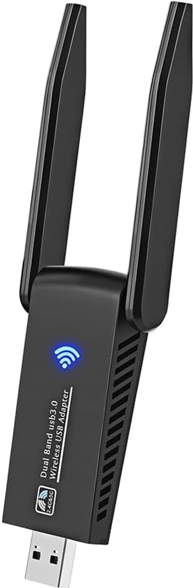 Draadloze WiFi Adapter - USB Dongle Netwerk - Snelle Internetverbinding - Dual Band 1300 Mbps - USB 3.0 - Zwart