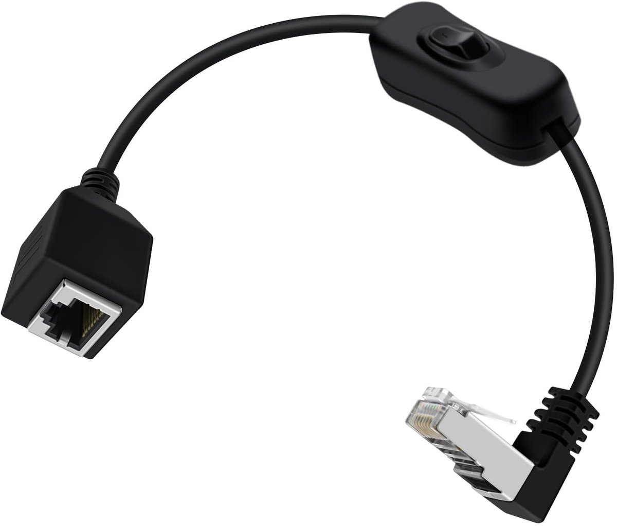 Ethernet Verlengkabel - RJ45 Netwerkkabel - Netwerk Uitbreiding - Met Handige Schakelaar - 0.3 Meter - Zwart