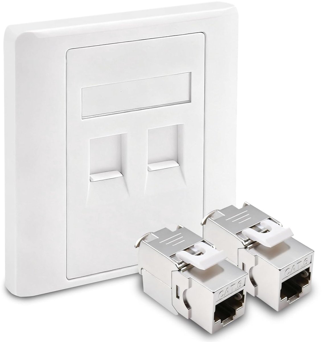 Netwerkdoos Opbouw - Keystone Module Doos - Snelle Data Overdracht - Afgeschermd 10Gbps - 86x86mm - Wit