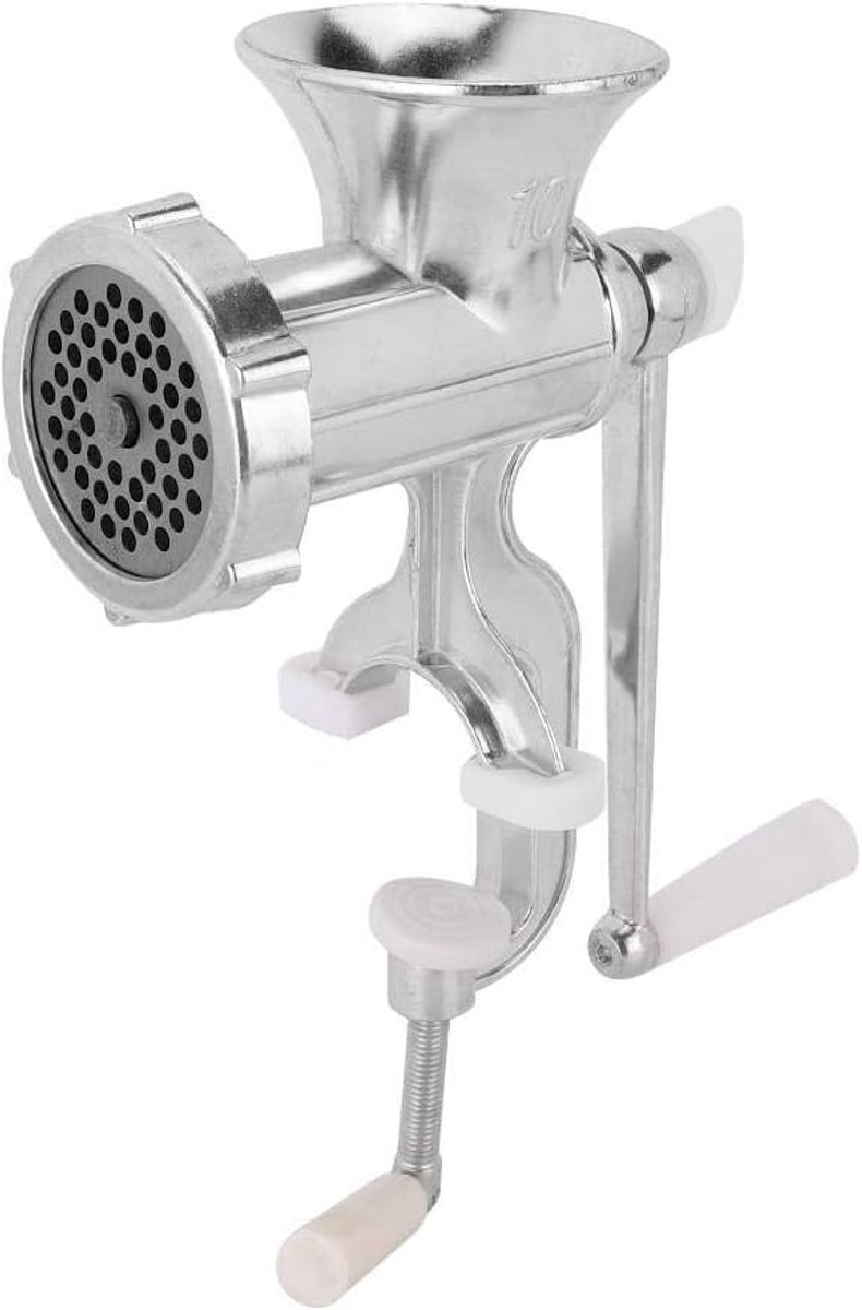 Handmatige Vleesmolen - Keukenmachine Gehakt - Zelf Gehakt Maken - Duurzaam Aluminium - 17.8 x 9.8 x 24.5cm - Zilver