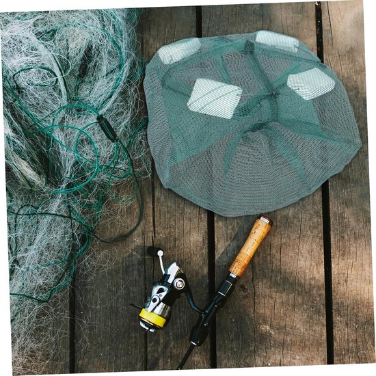 Visnet Val - Vangnet Fuik - Vissen Vangen - Draagbaar Compact - 35x35x0.1cm - Groen — afbeelding 3