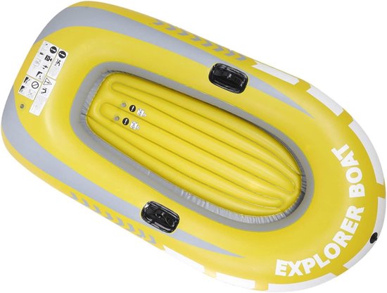 Opblaasbare Kajak - Roeiboot Kano - Waterpret Vissen - Dubbele Klep Ontwerp - 114 x 188 cm - Geel — afbeelding 5