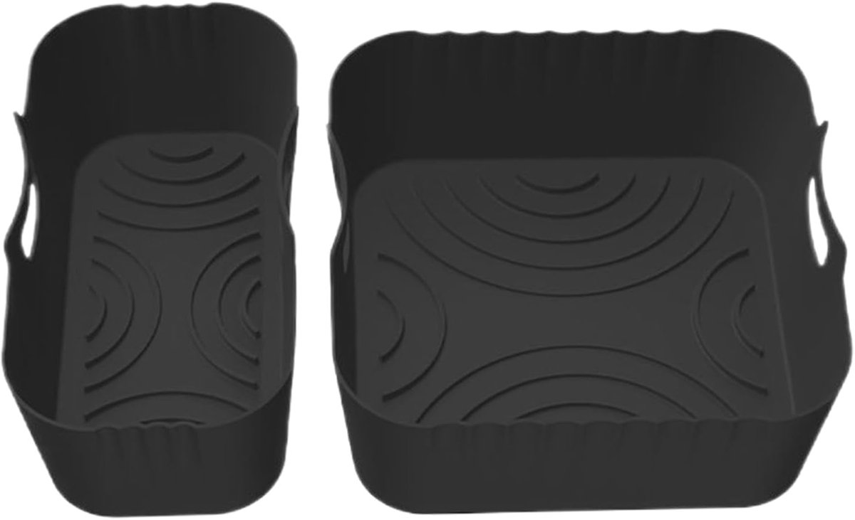 Airfryer Bakvorm - Silicone Liners - Veilig Koken - Herbruikbaar Anti-aanbak - 24x17.6 cm - Zwart