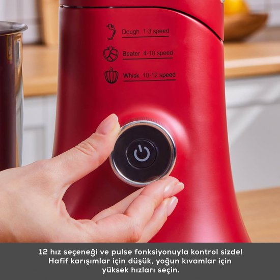 Keukenmachine - Standmixer - Bakken en Koken - Timer Functie - 5 Liter Kom - Rood — afbeelding 4