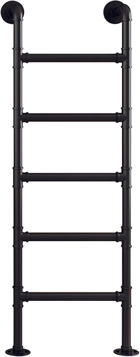Wandmontage Ladder - Vlizotrap Buiten - Zolder Toegang - Verdikte IJzeren Pijp - 100cm tot 300cm - Zwart