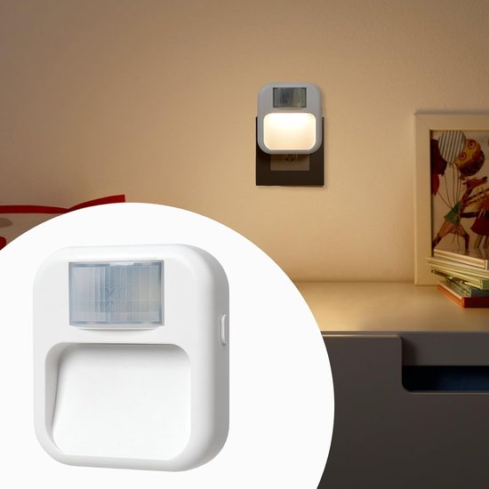 Led Nachtlamp - Bewegingsmelder Lamp - Binnen Oriëntatie - Direct In Stopcontact - 75x28x75mm - Wit — afbeelding 5