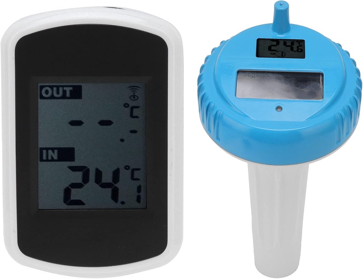 Zonnethermometer Zwembad - Water Temperatuurmeter - Draadloos Meten - Zonne-energie Voeding - 22x9cm