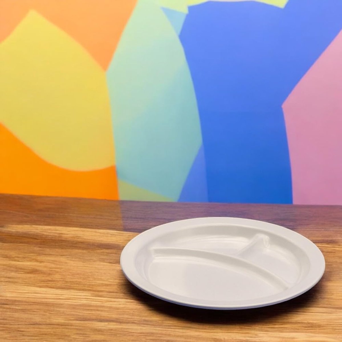 Kinderbord Melamine - Drie Vaks Bord - Maaltijden Organiseren - BPA-Vrij Vaatwasbestendig - 21 cm Diameter - Oranje