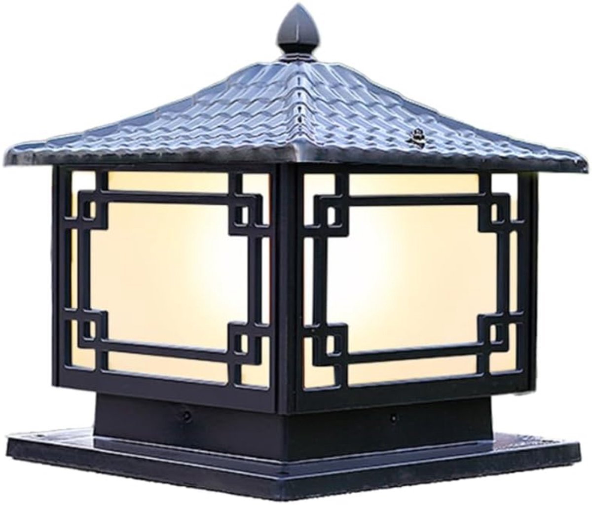 Tuinlantaarnpaal Buiten - Paallicht Tuin - Buitenverlichting Aanleggen - Aluminium Gegoten Behuizing - 10-15m² Straling - Zwart