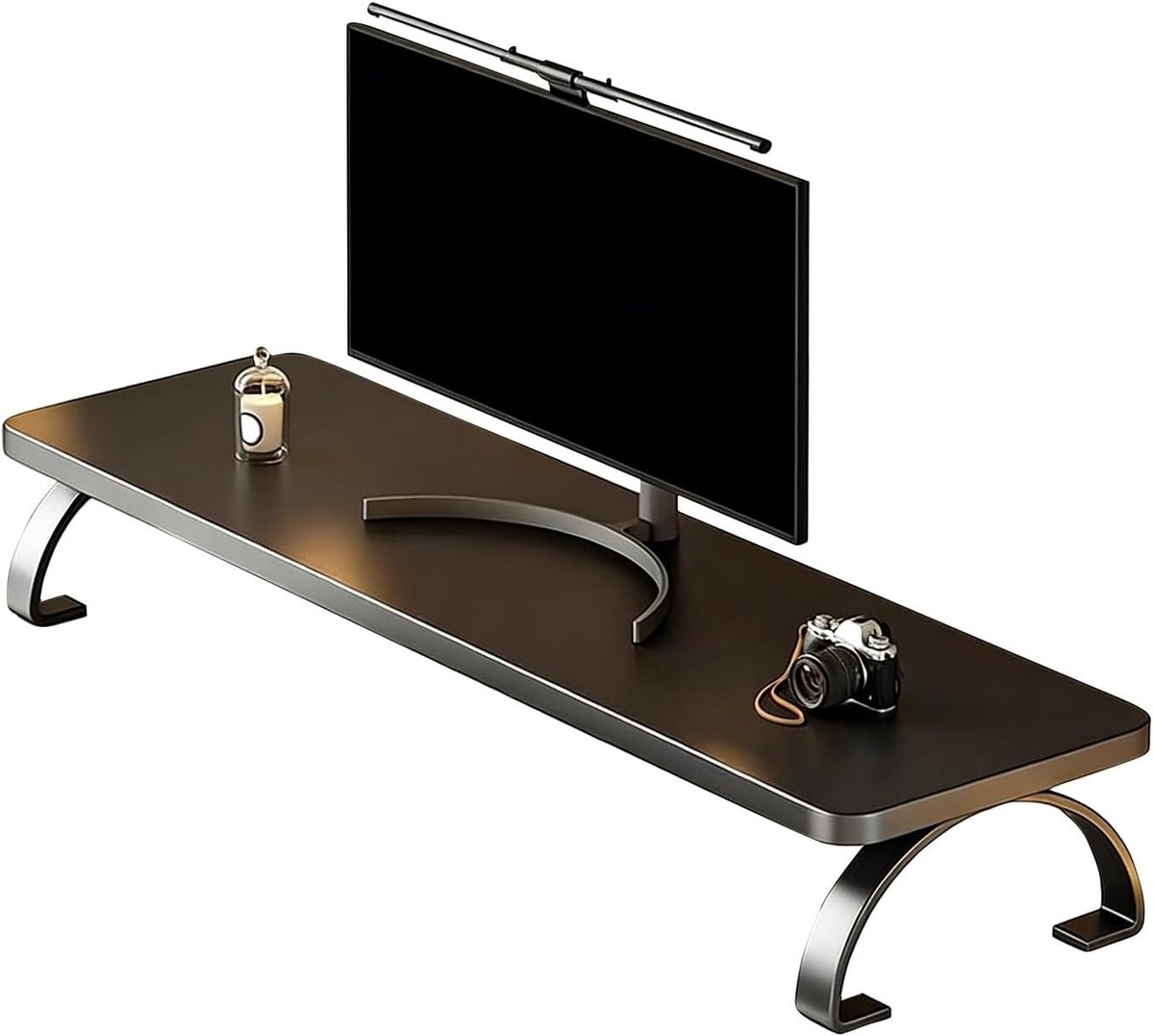 Monitor Verhoger Bureau - Desktop Organizer Plank - Thuiswerk Werkruimte - Stevige IJzeren Constructie - 50cm Breedte - Zwart