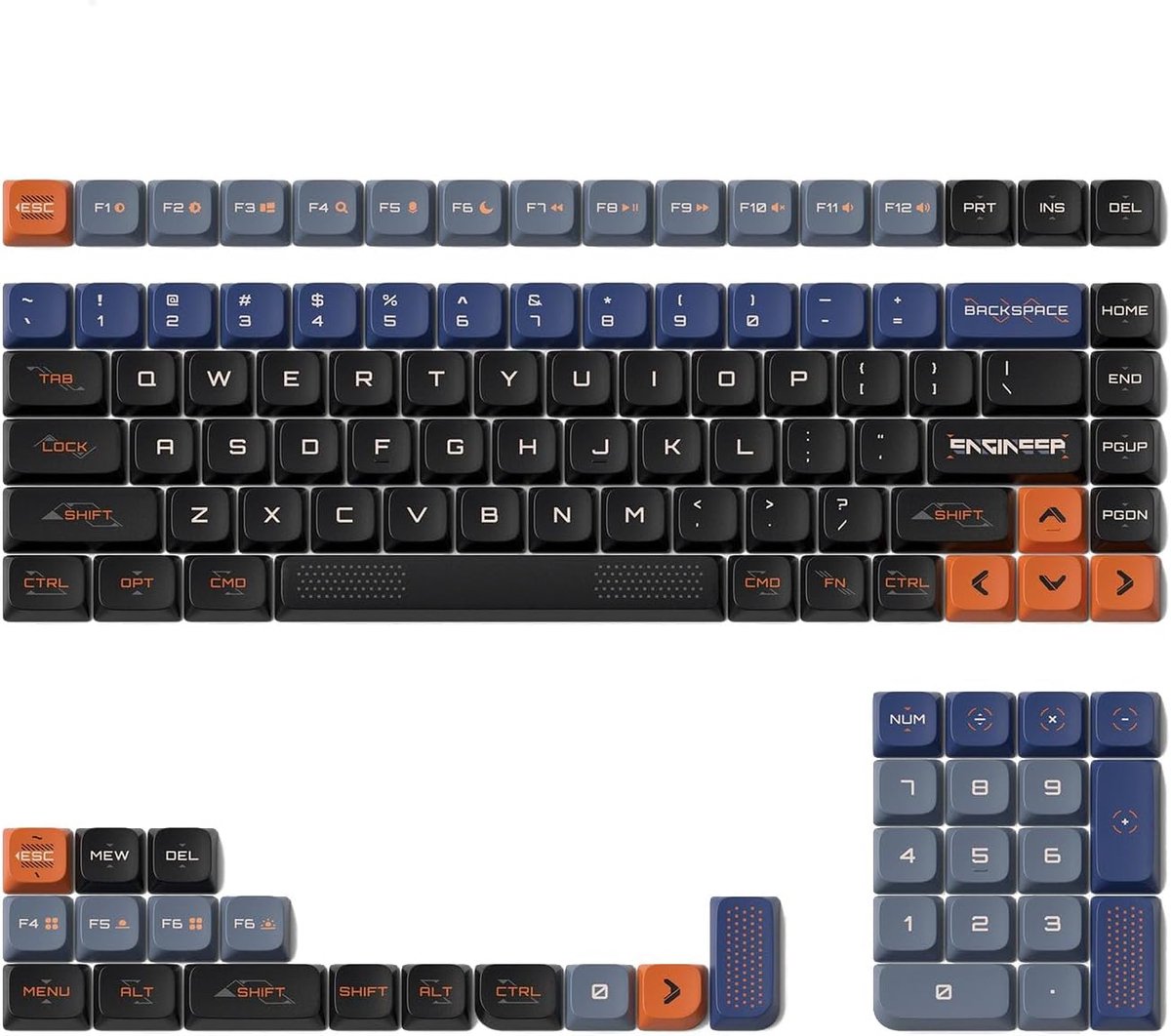 Keycaps Set - Toetsenbord Caps - Gaming Setup - PBT Dye-Sublimation - 117 Stuks - Donker