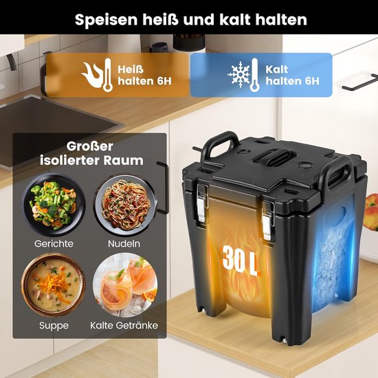 Geïsoleerde Voedselcontainer - Thermobox Koelbox - Eten Warm Houden - 30 Liter Capaciteit - 44x44x53 cm — afbeelding 5