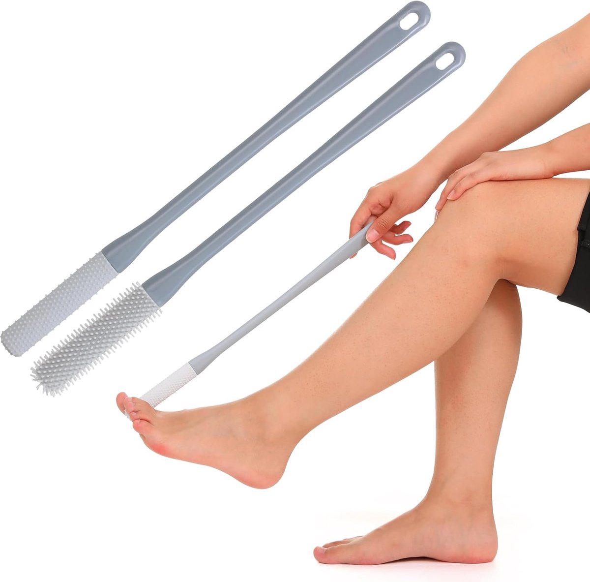 Voet Borstel - Douche Reiniger - Hygiënisch Reinigen - Lange Handgreep - 41.5 cm Lengte - Grijs