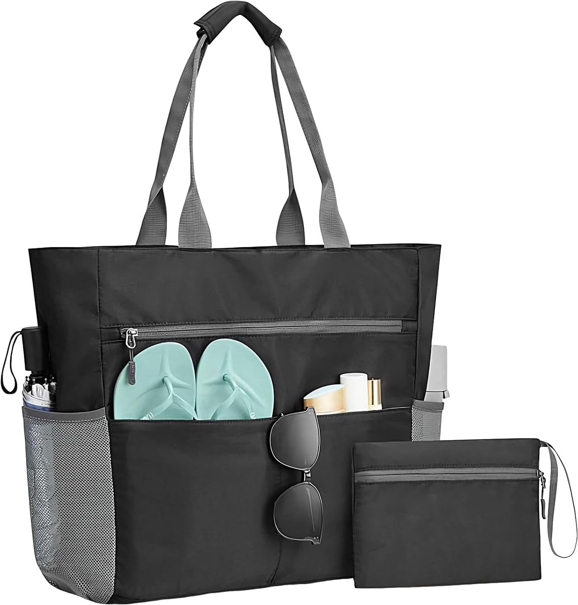 Strandtas Opvouwbaar - Draagtas Rits - Reizen Picknick - Licht Robuust Ontwerp - 40 x 39 cm