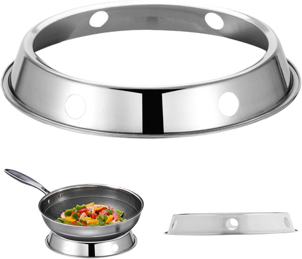 Wok Ring - Kookplaat Accessoire - Stabiel Koken - Roestvrij Staal - 28 cm Diameter - Zilver