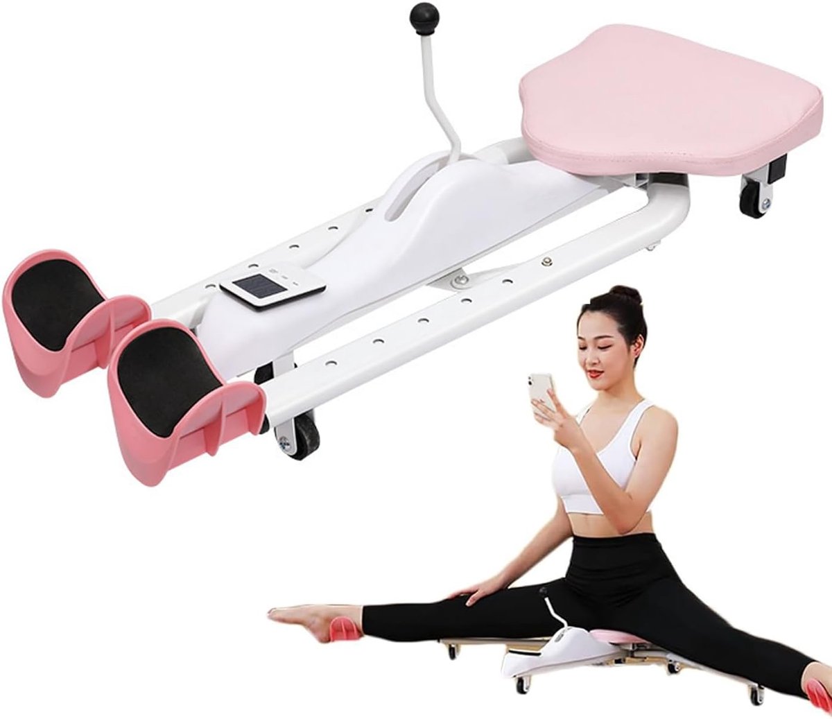 Beenstrekker Apparaat - Split Trainer - Flexibiliteit Vergroten - 0-180 Graden Openen - 28x127cm Uitgevouwen - Roze