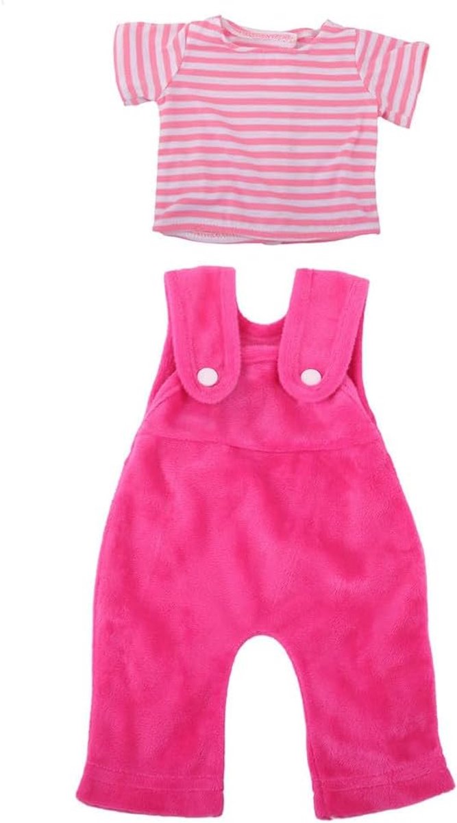 Poppenkleding Set - Poppenkleding Accessoires - Poppen Aankleden - Twee Delig Ontwerp - 46cm Poppen - Paars Gestreept — afbeelding 4