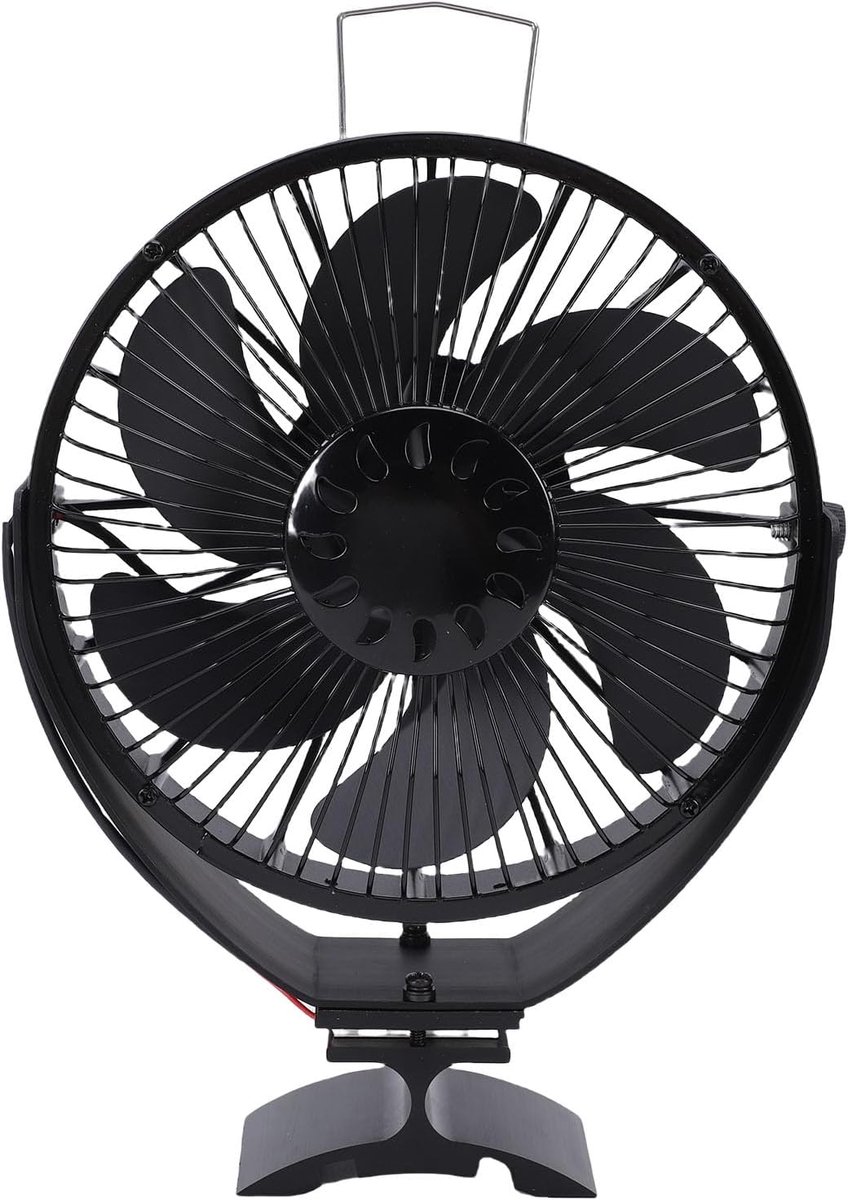 Houtkachel Ventilator - Warmtegestuurd - Warmte Verspreiden - 360° Verstelbare Hoek - 30 x 24 x 10 cm - Zwart