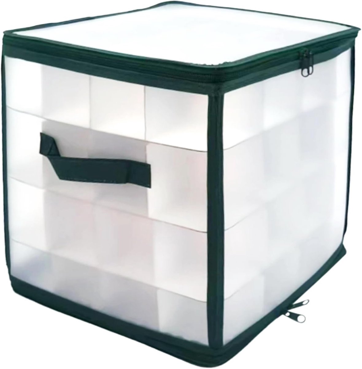 Kerstbal Opslag - Opbergtas Versiering - Veilig Opbergen - 64 Vakkken - 38x32x7 cm - Groen