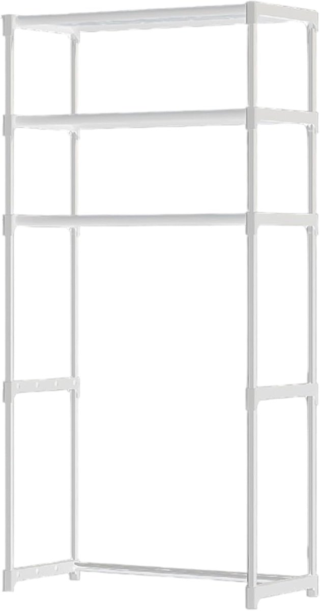 Wasmachine Plank - Opbergrek Badkamer - Ruimte Besparen - 3 Laags Ontwerp - 635x30x154 cm - Wit
