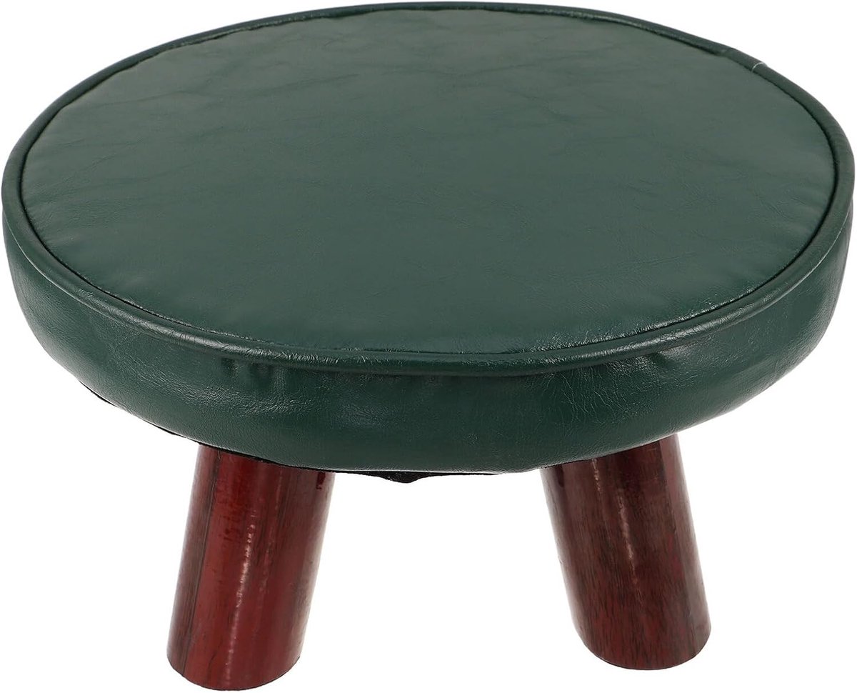 Houten Kinderkrukje - Opstapje Voetenbank - Badkamer Keuken - Waterbestendig Robuust - 27x27x14 cm - Groen