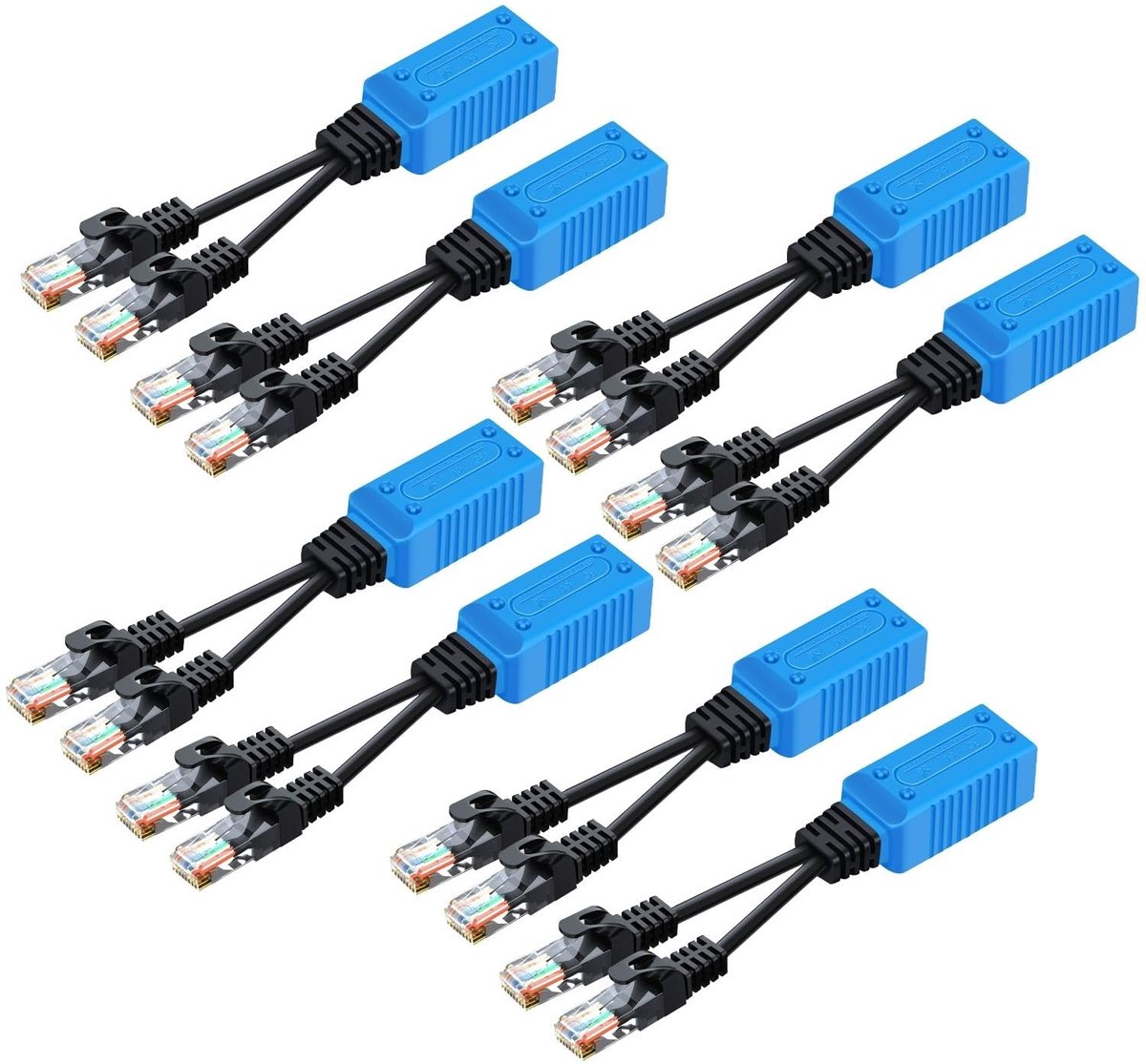 Ethernet Kabel Splitter - Netwerk Extender Adapter - Twee Apparaten Aansluiten - POE Data Doorlussen - 2 Mannelijk 1 Vrouwelijk
