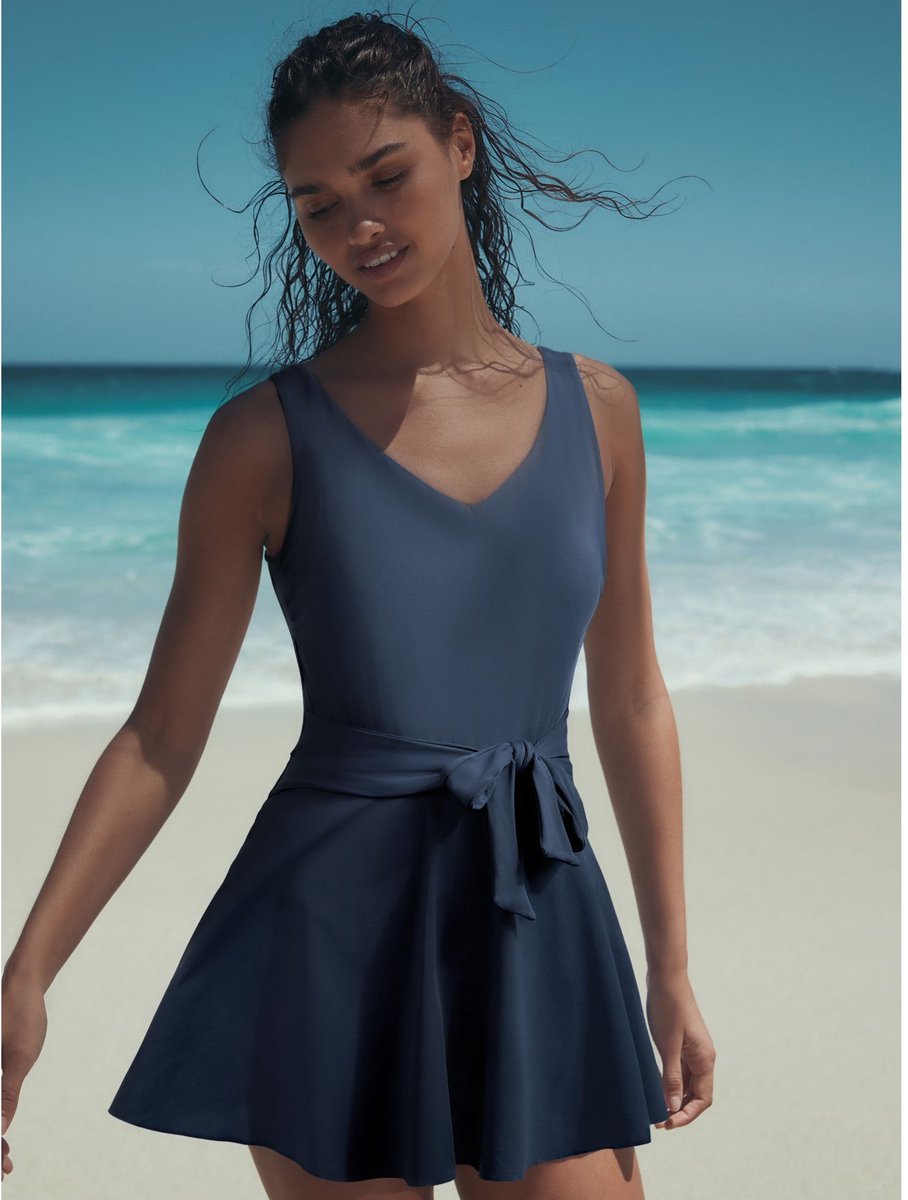 Next Dames - Buikcorrigerende zwemjurk met rokje voor tijdens menstruatie - Blauw Navy