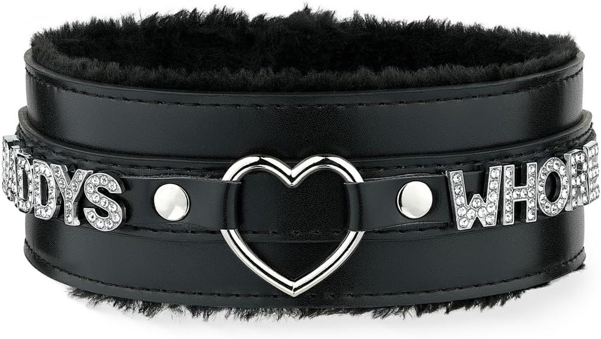 Fluffy Hart Choker - Punk Ketting - Feest Accessoire - Handgemaakt Ontwerp - Verstelbaar - Roze