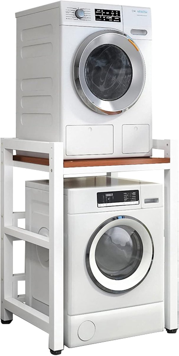 Wasmachine Opbergrek - Wasrek Unit - Ruimte Besparen - Zonder Boren - 75x65x105 cm - Wit