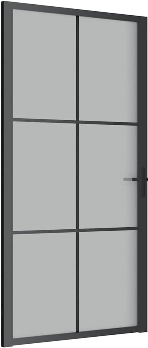 Binnendeur met glas - Aluminium deur - Kamer scheiden - Matglas afwerking - 102.5x201.5 cm - Zwart