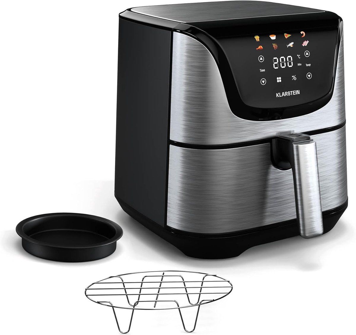 Heteluchtfriteuse - Olievrije Frituurpan - Gezond Koken - Grote Capaciteit 5.4L - 34x31x32.5cm - Roestvrij Staal