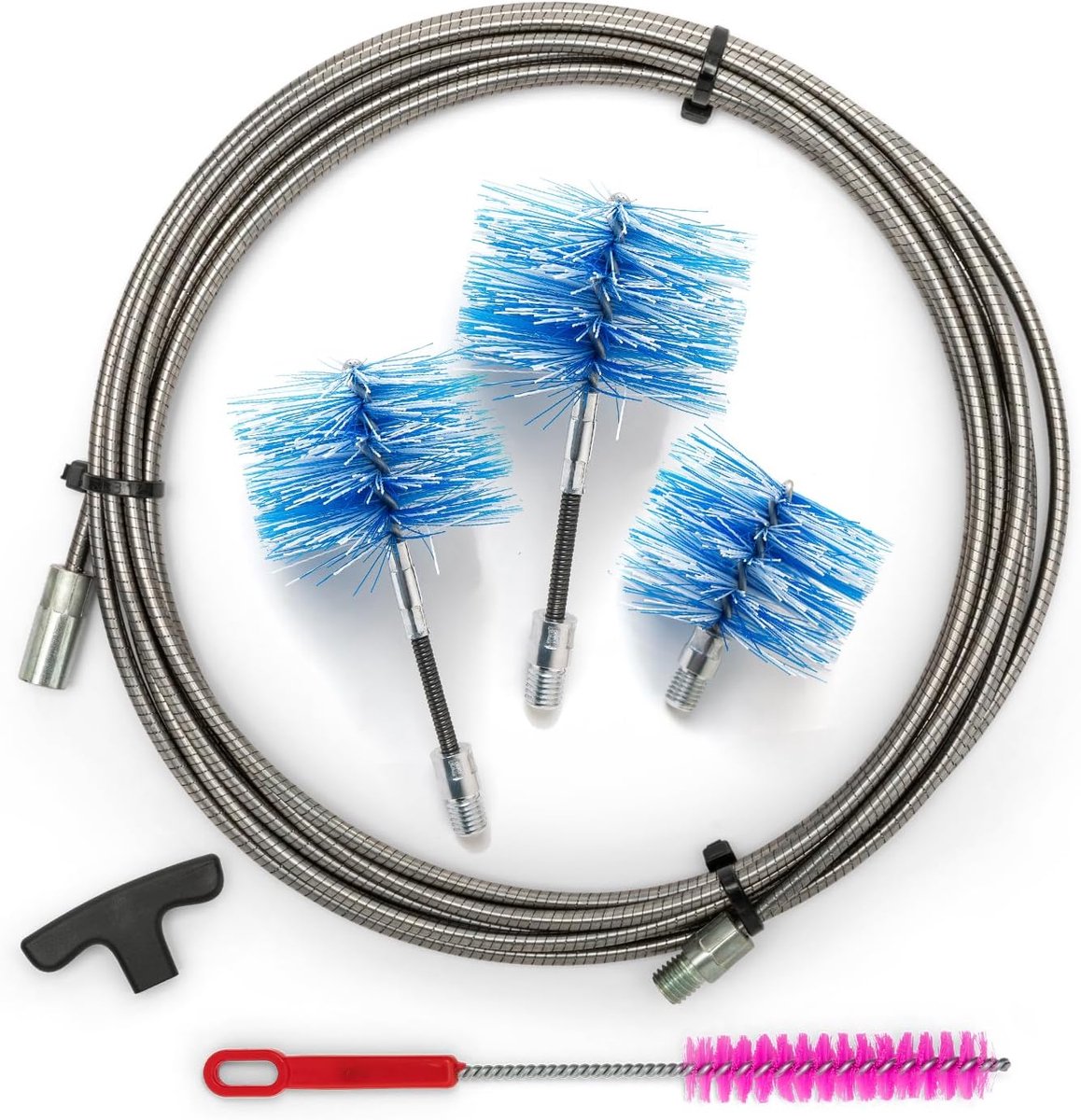 Pelletkachel Reinigingsset - Schoorsteenborstel Set - Kachel Onderhoud - Flexibele Borstels - 6 Meter Lengte - Blauw