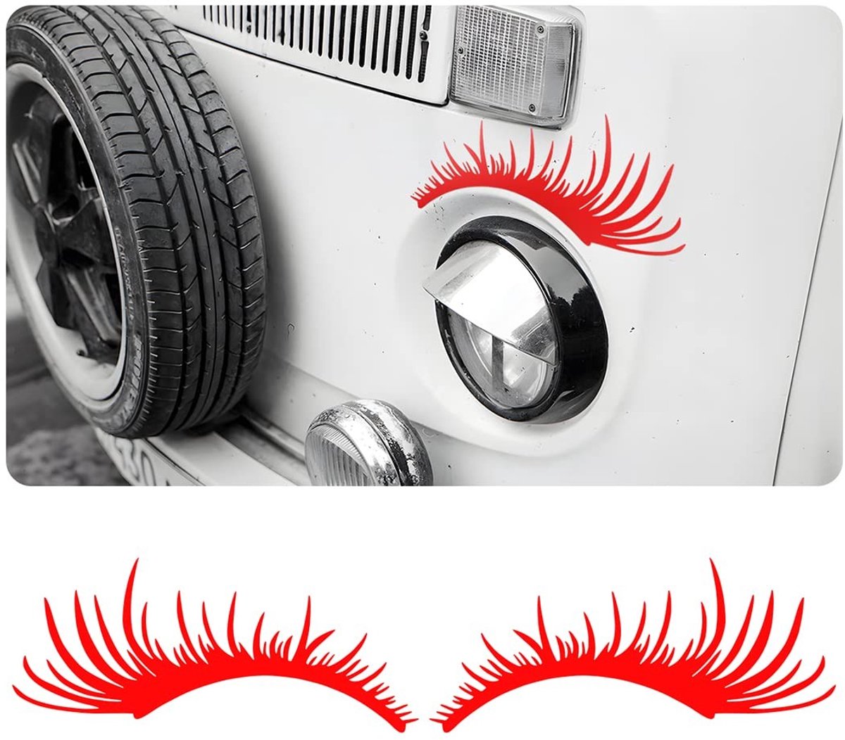 Allecto - Koplamp Covers - Auto stickers - Rood - Eyebrows - Eyelids - Trim - Eyelashes - Geschikt voor Auto - Rood Model