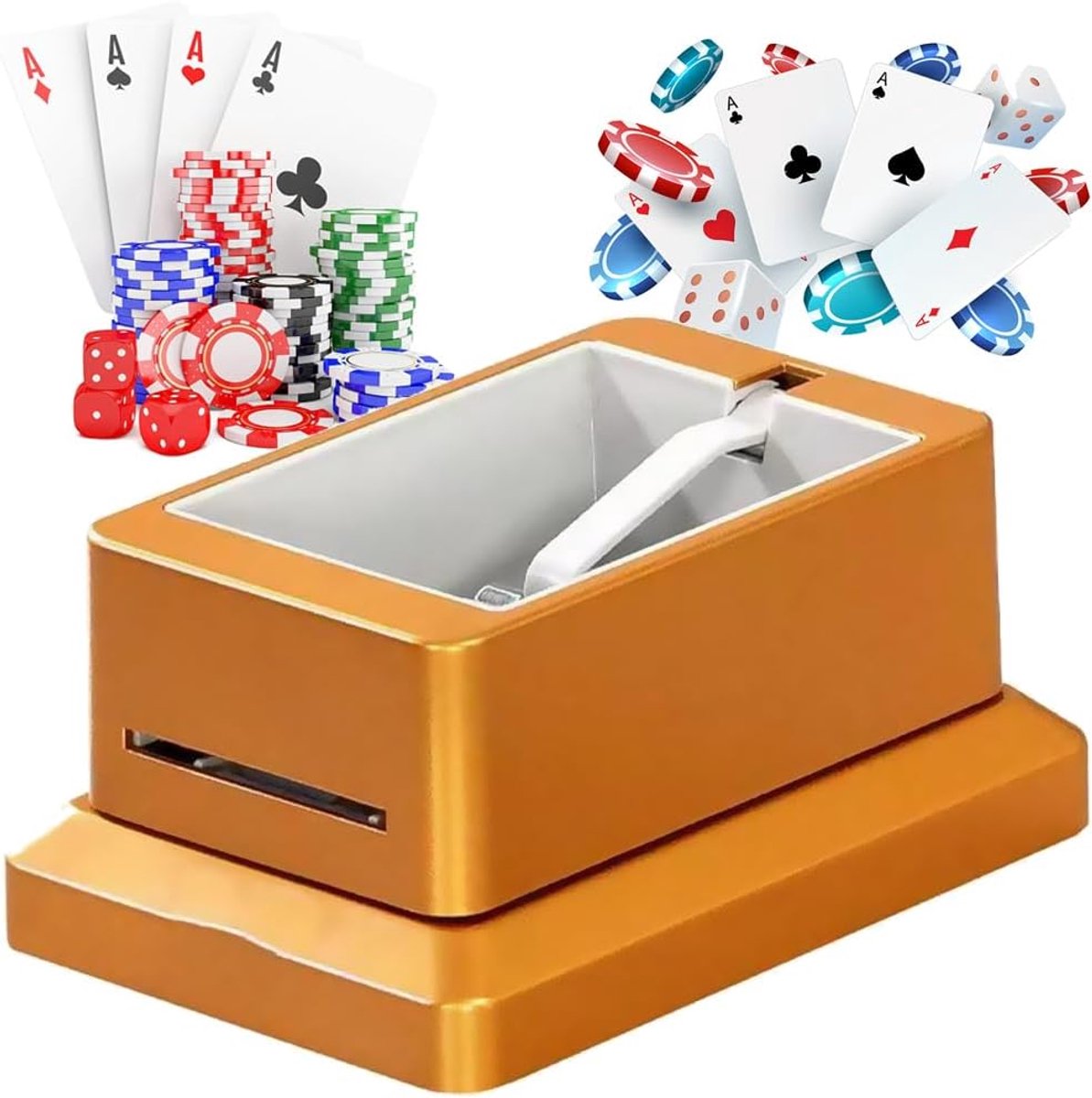 Automatische Kaartdealer - Kaartenschudder Machine - Casino Spellen Spelen - Oplaadbaar Roterend Systeem - Voor 4 Dekken - Blauw