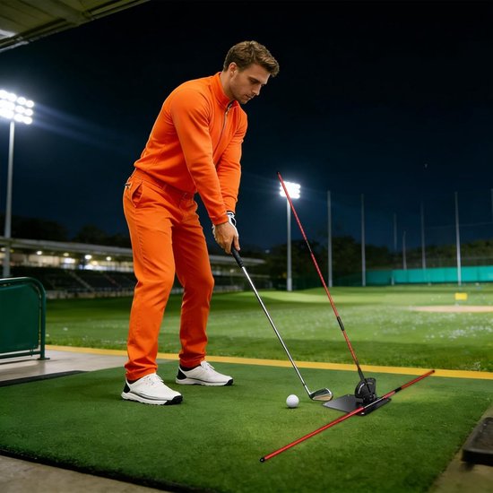 Golf Oefenstokken - Trainingshulpmiddelen - Swing Verbeteren - Verstelbare Uitlijning - 111x116cm - Rood van GOLF — afbeelding 4