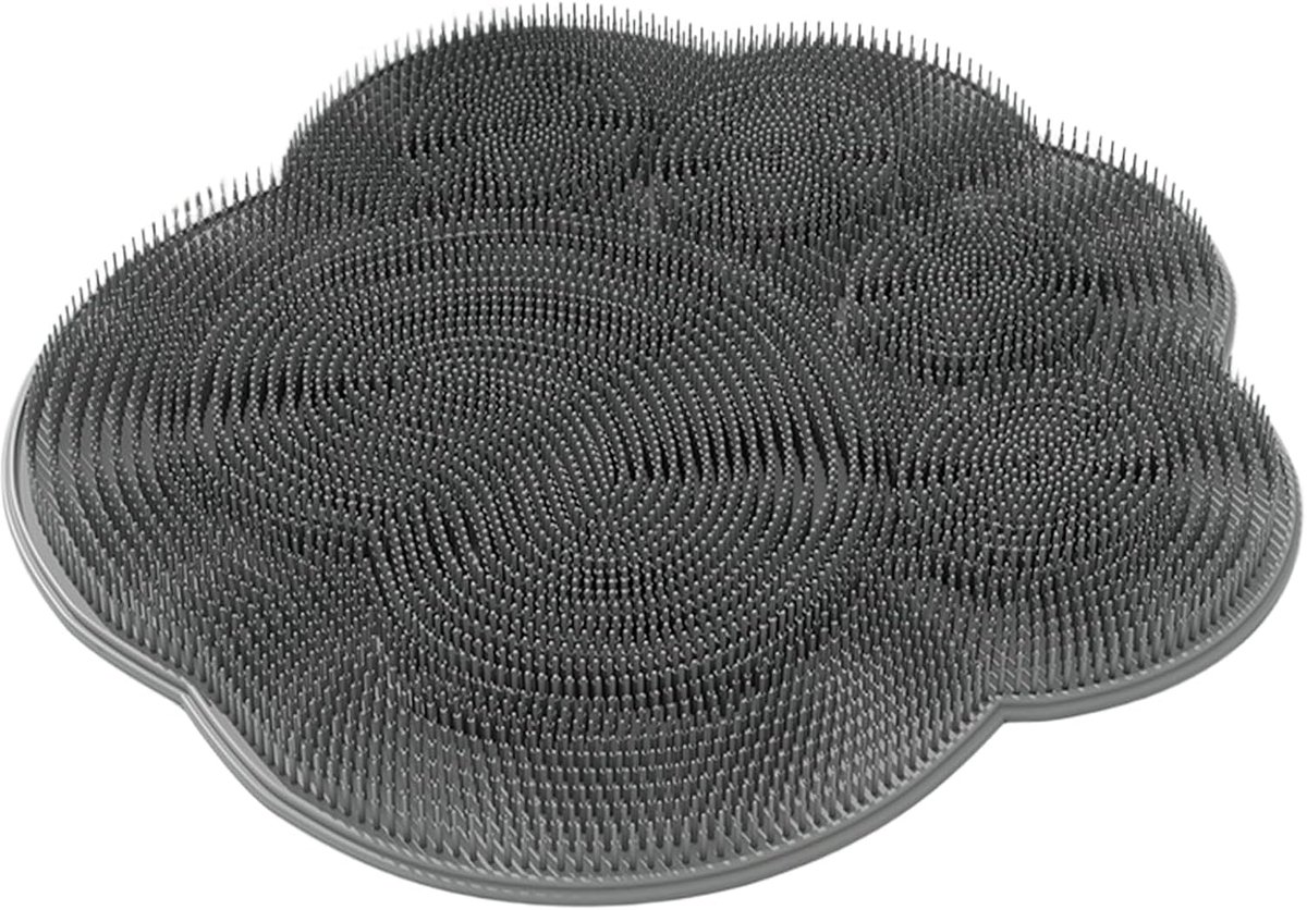 Douche Voet Scrubber - Badkamer Mat - Voeten Reinigen - 500 Siliconen Borstels - 30x30cm - Grijs