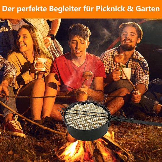 Popcornpan Kampvuur - Outdoor Pan - Verse Popcorn Maken - Lange Handgreep - 69 cm Lengte - Zwart — afbeelding 3