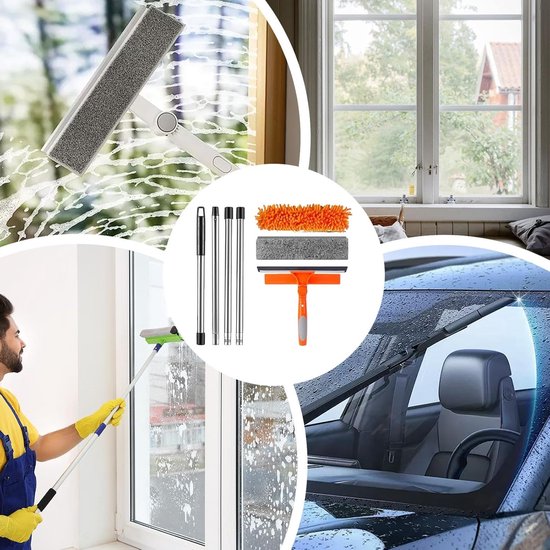 Uittrekbare plumeau - Lange stangreiniger - Hoge oppervlakken reinigen - Combinatie van spinnenweb- en raamborstel - Tot 171 cm - Oranje — afbeelding 5