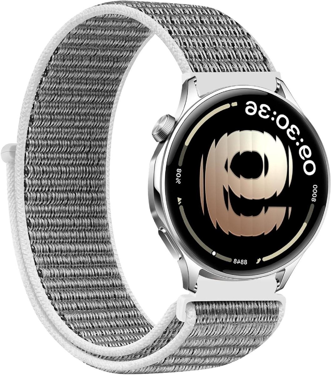 Allecto- Nylon band voor smartwatch - Vervangende sport riem - Ademend en flexibel - Grijs - OnePlus Watch Lite compatibel - Heren en Dames - Nylon band grijs.