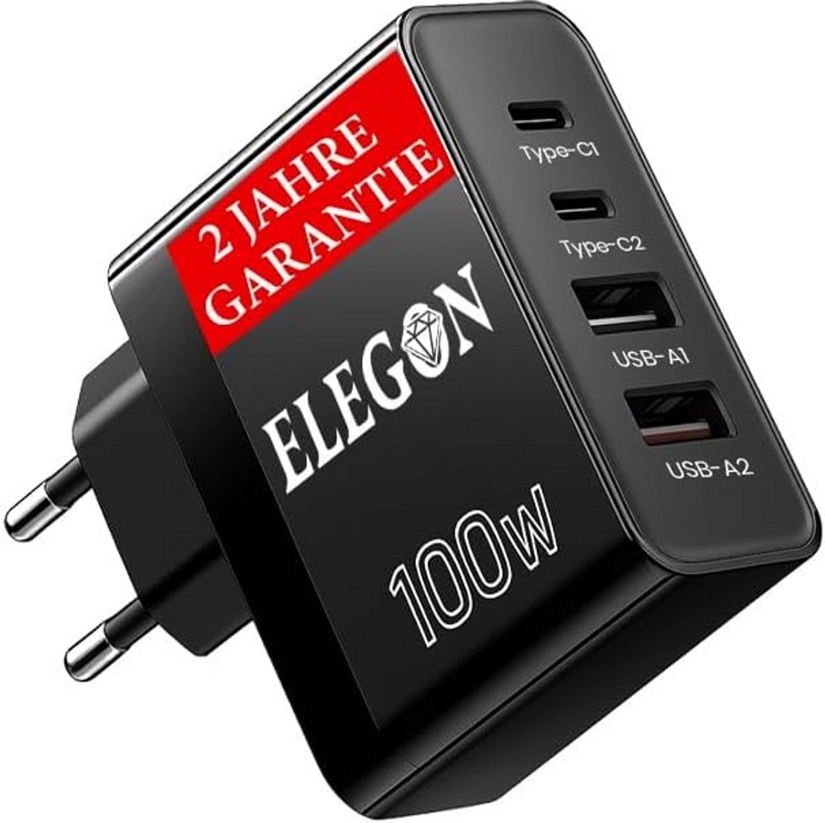 4-Poorts Gaadloze Snellader met 100W USB-C en USB-A voor Telefoon, Laptop en Tablet