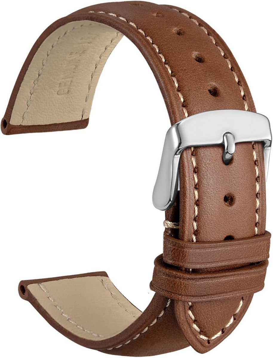 Vintage Leren Horlogebandjes met Zilverkleurige Gesp, Diverse Maten