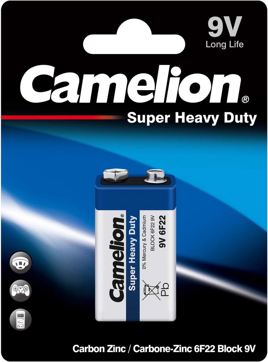9V Blok Batterij Super Heavy Duty Zink Koolstof 1 Stuks