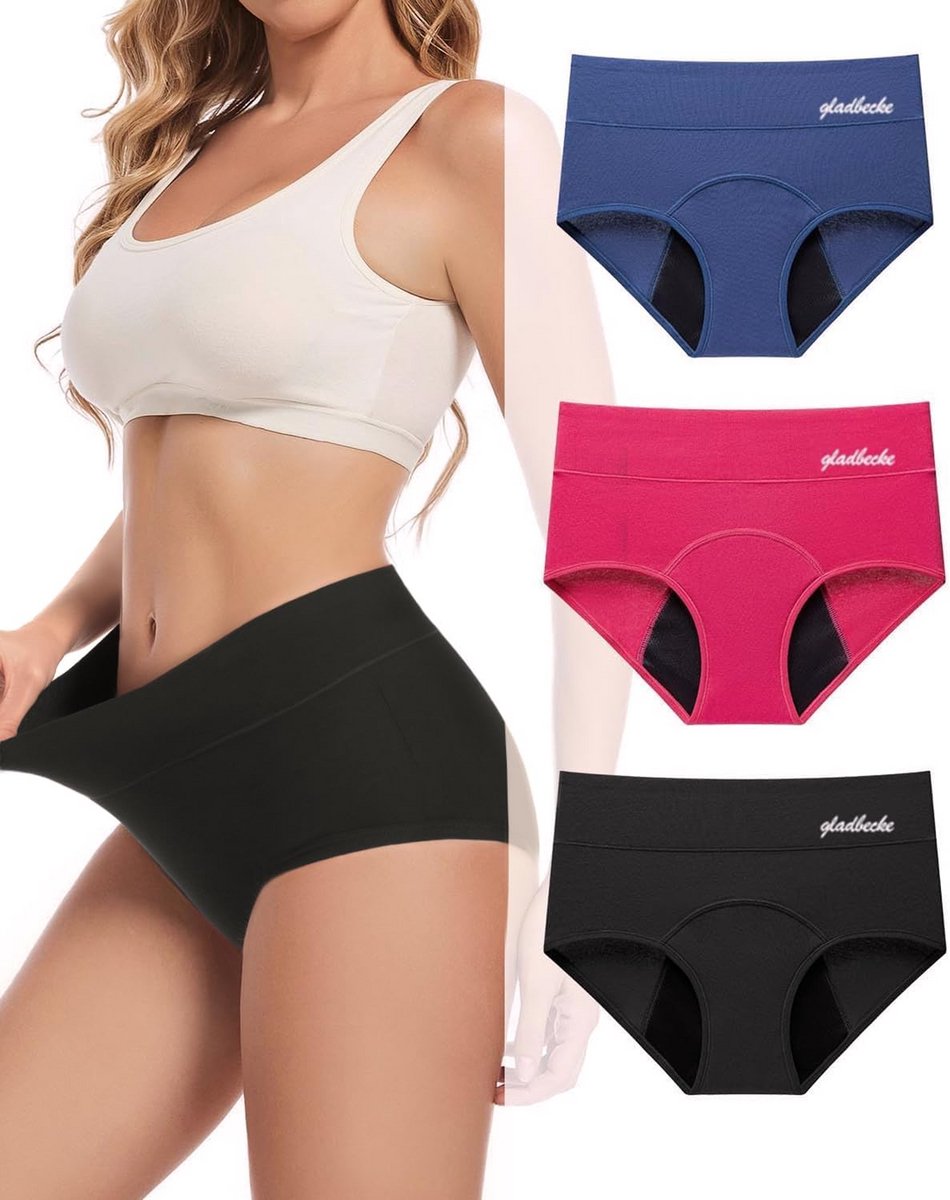 Lekvrij Menstruatieondergoed Hoge Taille voor Zware Bloedingen - Set van 3