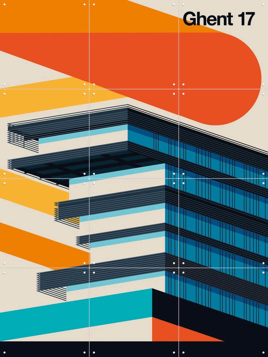 IXXI Ghent 17, Bo Lundberg - 60 x 80 cm - Gratis ophangtool - Grote wanddecoratie en posters - Kleurrijk, Geometrische Kunst, Illustraties, Grafisch